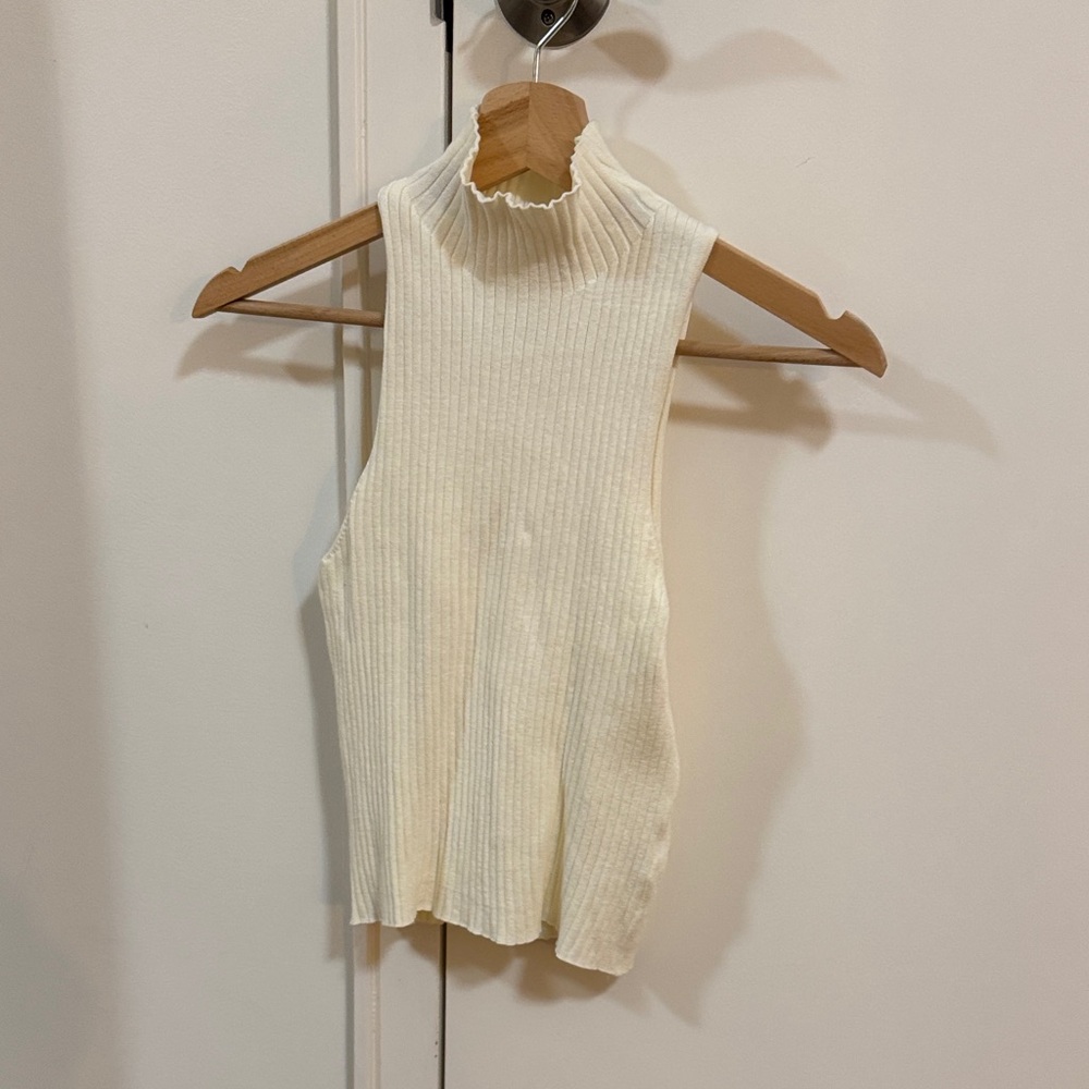 Reformation Cream Ribbed Tank Top
